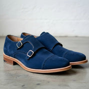 Handmade Men's Royal Blue Double Monk Party Shoes
