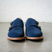 Handmade Men's Royal Blue Double Monk Party Shoes