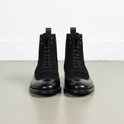 Men Fashion Black Color Wing Tip Ankle Boots, Suede and Leather Boot