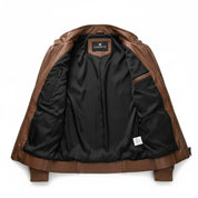 Handmade Mens Brown Genuine Sheep Leather  Motocycle Jacket