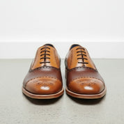 Men Handmade Brown and Tan Leather Dress Shoes, Men Oxford Shoes