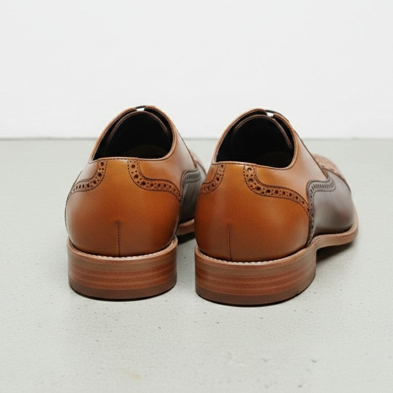 Men Handmade Brown and Tan Leather Dress Shoes, Men Oxford Shoes