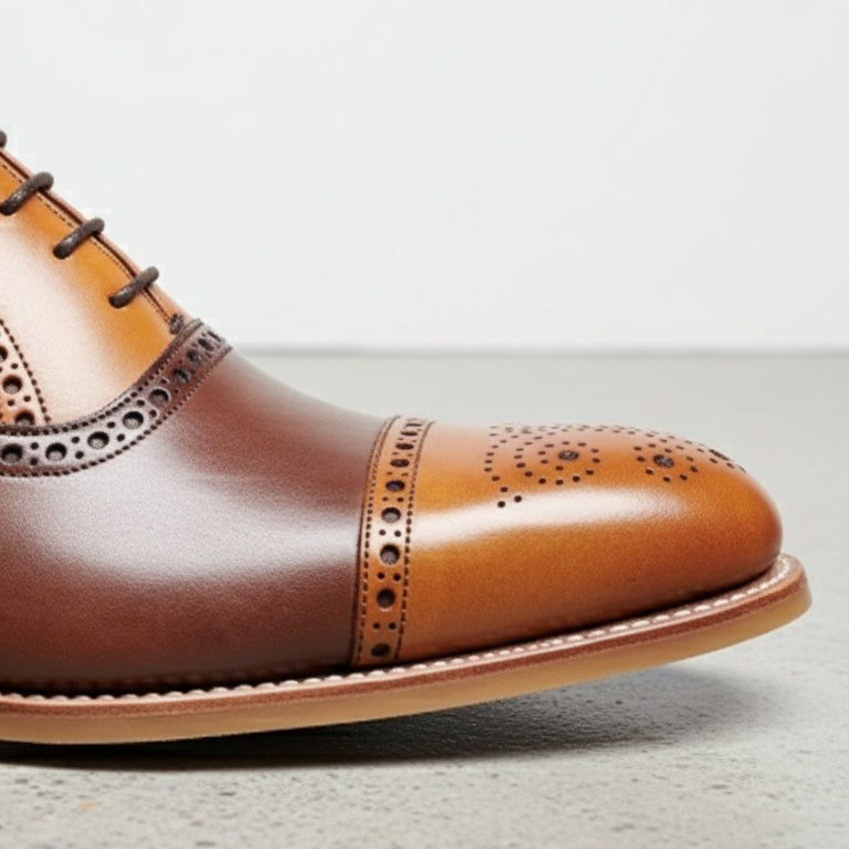 Men Handmade Brown and Tan Leather Dress Shoes, Men Oxford Shoes