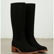 Handmade Women's Black Suede Knee-High Riding Boots