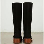 Handmade Women's Black Suede Knee-High Riding Boots