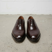Handmade Mens Brown Alligators Print Dress Shoes, Men Brown Formal Shoes