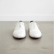 Handmade Mens Wingtip White Leather Shoes, Men White Party Shoes