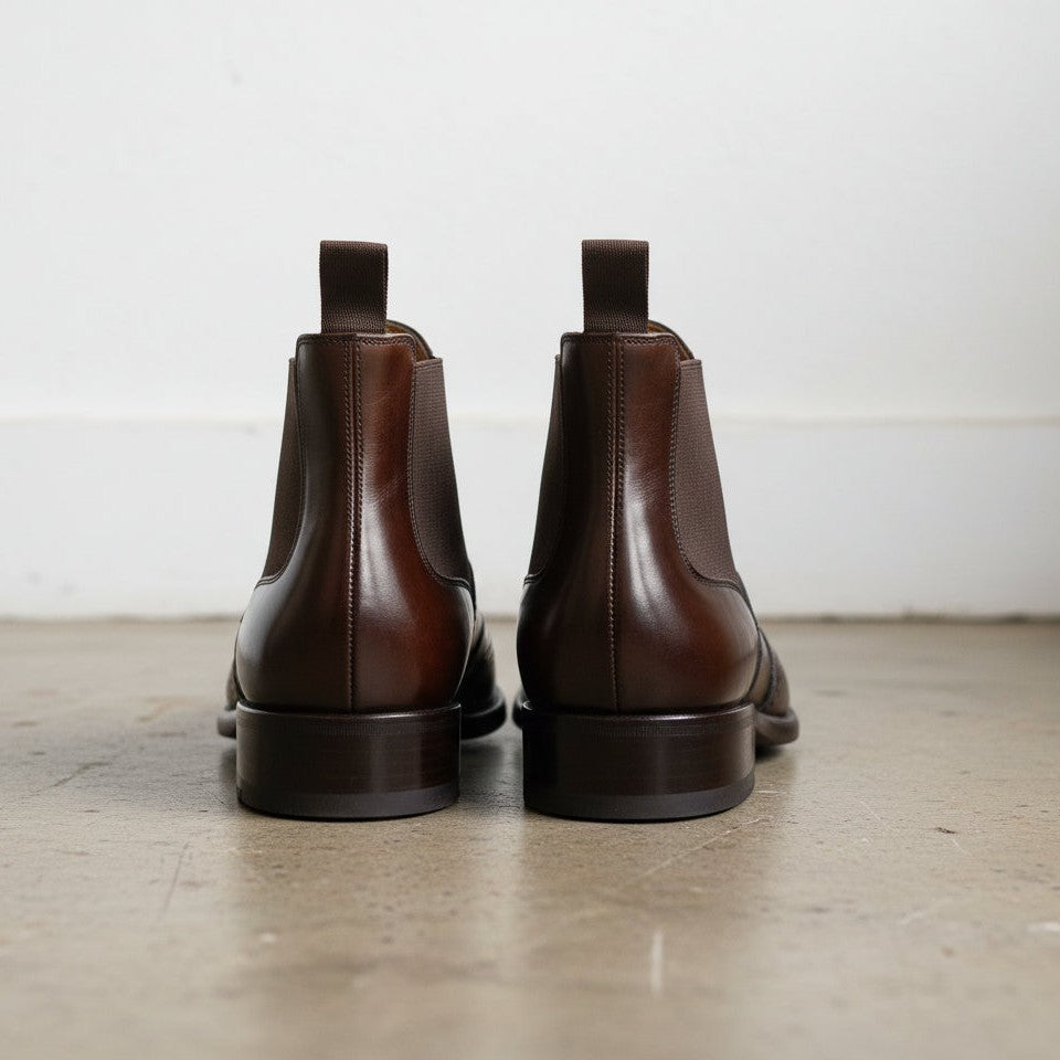 Men's Brown Wingtip Brogue Leather Chelsea Dress Boots
