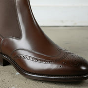 Men's Brown Wingtip Brogue Leather Chelsea Dress Boots