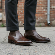 Men's Brown Wingtip Brogue Leather Chelsea Dress Boots