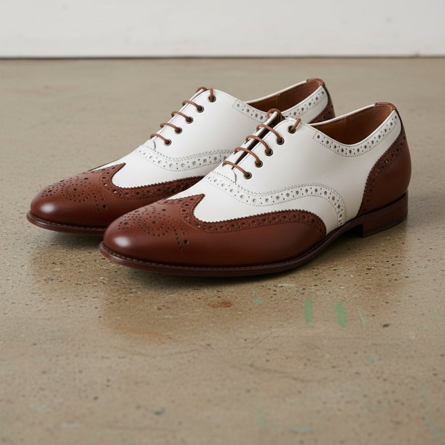 Handmade Men Spectators Dress Shoes, Men Wing Tip Brogue Casino Shoes
