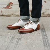 Handmade Men Spectators Dress Shoes, Men Wing Tip Brogue Casino Shoes