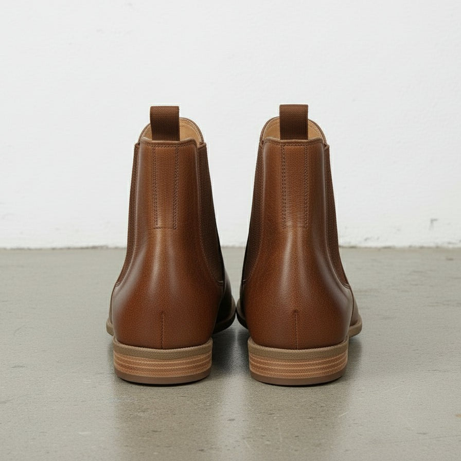 Women's Handmade Cognac Brown Leather Chelsea Boots