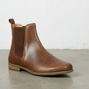 Women's Handmade Cognac Brown Leather Chelsea Boots