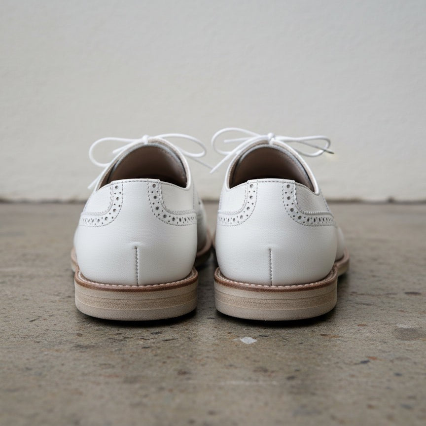 Handcrafted White Brogue Dress Shoes for Men