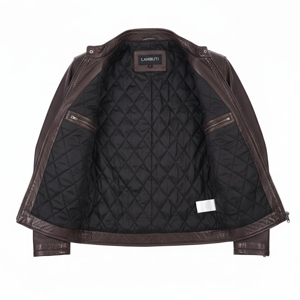 Handmade Vintage Men Brown Leather Racers Cafe Biker Jackets