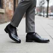 Handcrafted Men's Black Cap Toe Dress Shoes