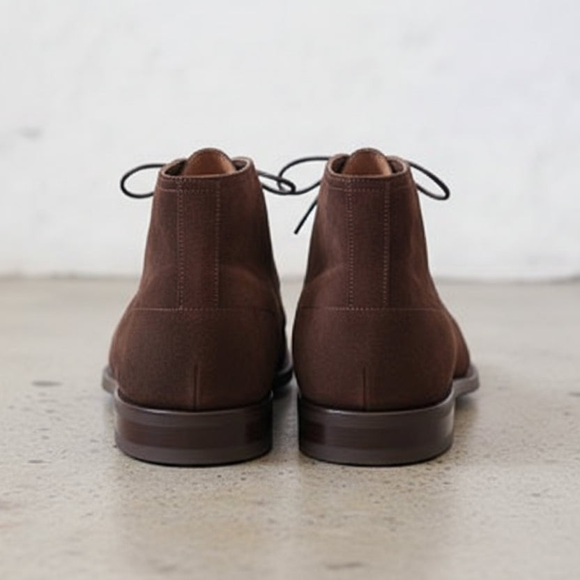 Handcrafted Men's Dark Brown Suede Chukka Boots