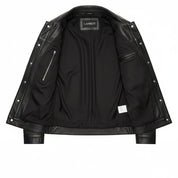 Handmade New Men Black Leather Biker Jackets, Real Leather Button Closure Jackets