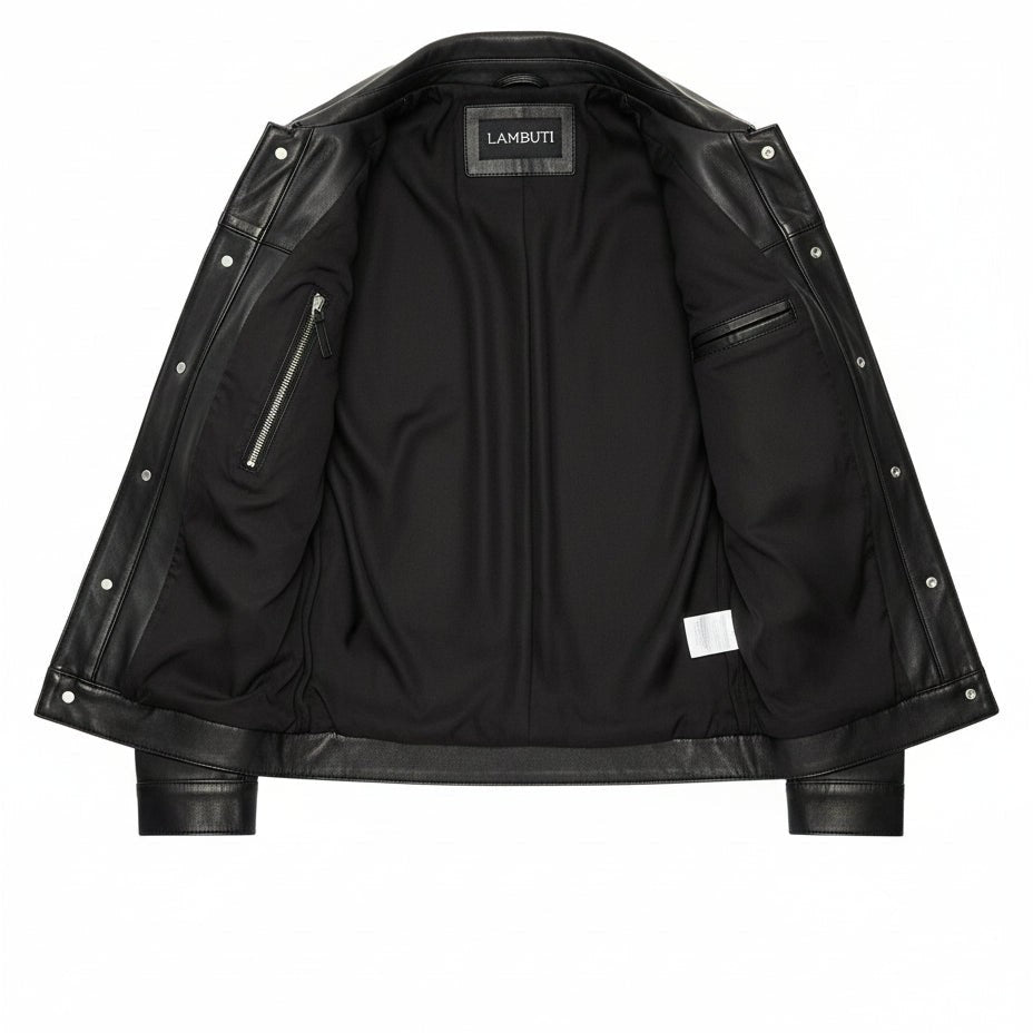 Handmade New Men Black Leather Biker Jackets, Real Leather Button Closure Jackets