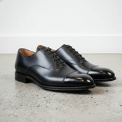Handcrafted Men's Black Cap Toe Dress Shoes