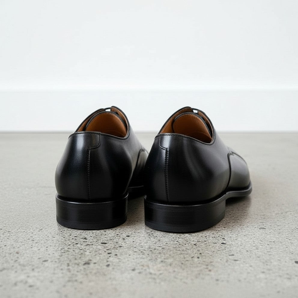 Handcrafted Men's Black Cap Toe Dress Shoes