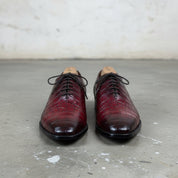 Men's Burgundy Lace-up Crocodile Pattern Dress Shoes
