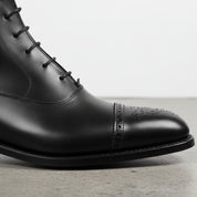 Handmade Black Brogue Dress Boots