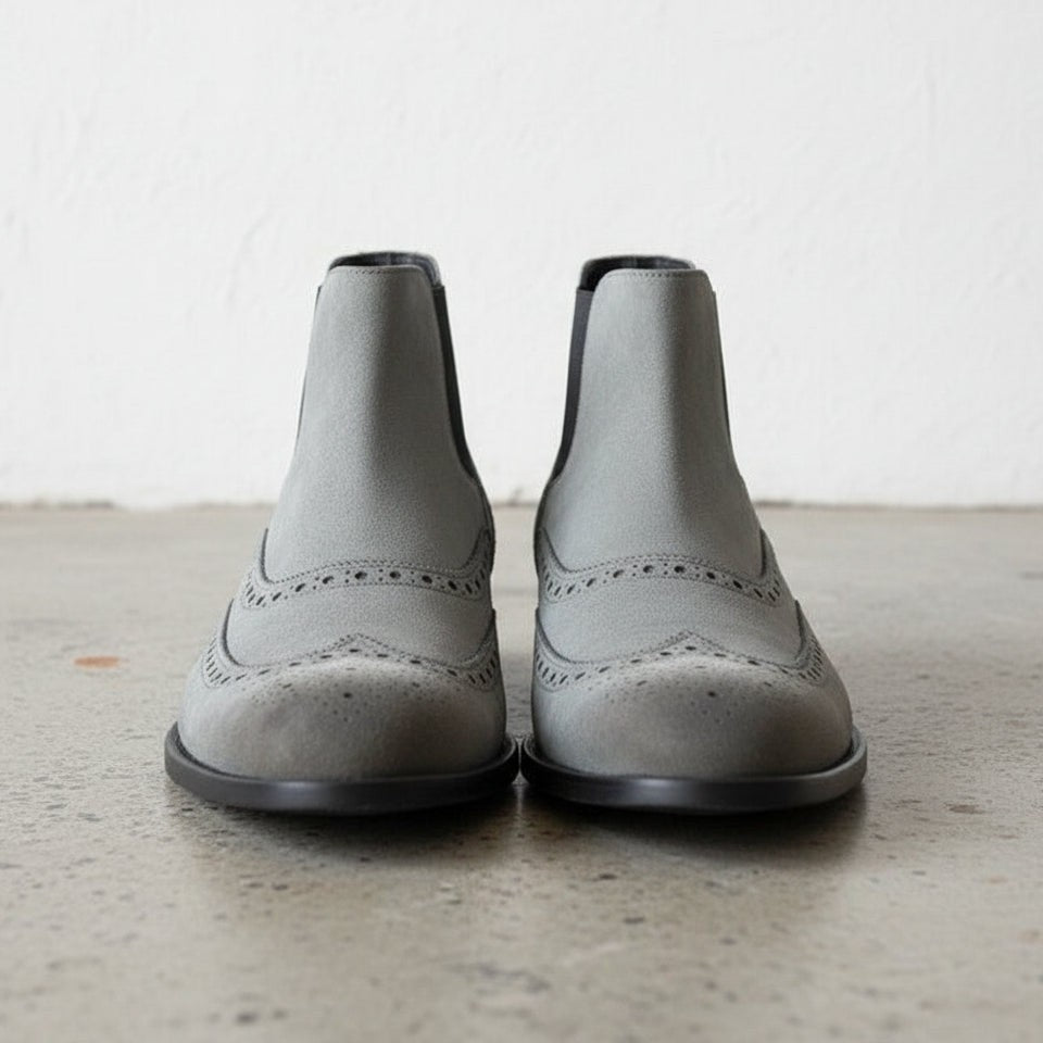 Men's Gray Suede Handmade Chelsea Boots