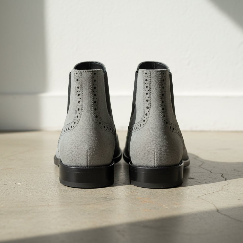 Men's Gray Suede Handmade Chelsea Boots