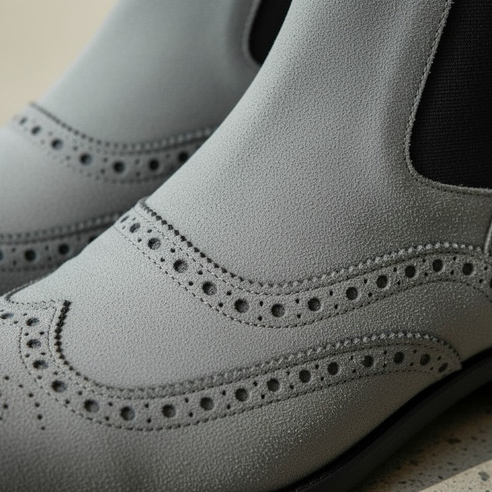 Men's Gray Suede Handmade Chelsea Boots