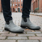 Men's Gray Suede Handmade Chelsea Boots