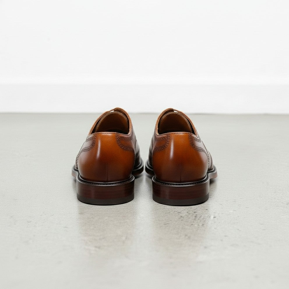 Handmade Men’s Tan Leather Oxford Shoes, Wingtip Dress Shoes for Men