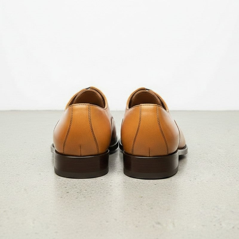 Handcrafted Men's Tan Oxford Dress Shoes