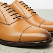 Handcrafted Men's Tan Oxford Dress Shoes