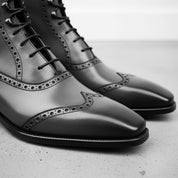 Handmade Men Fashion Black Color Ankle Boot, Mens Wingtip Leather Boot