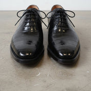Handmade Men's Leather Shoes, Black Crocodile Patterned Dress Shoes
