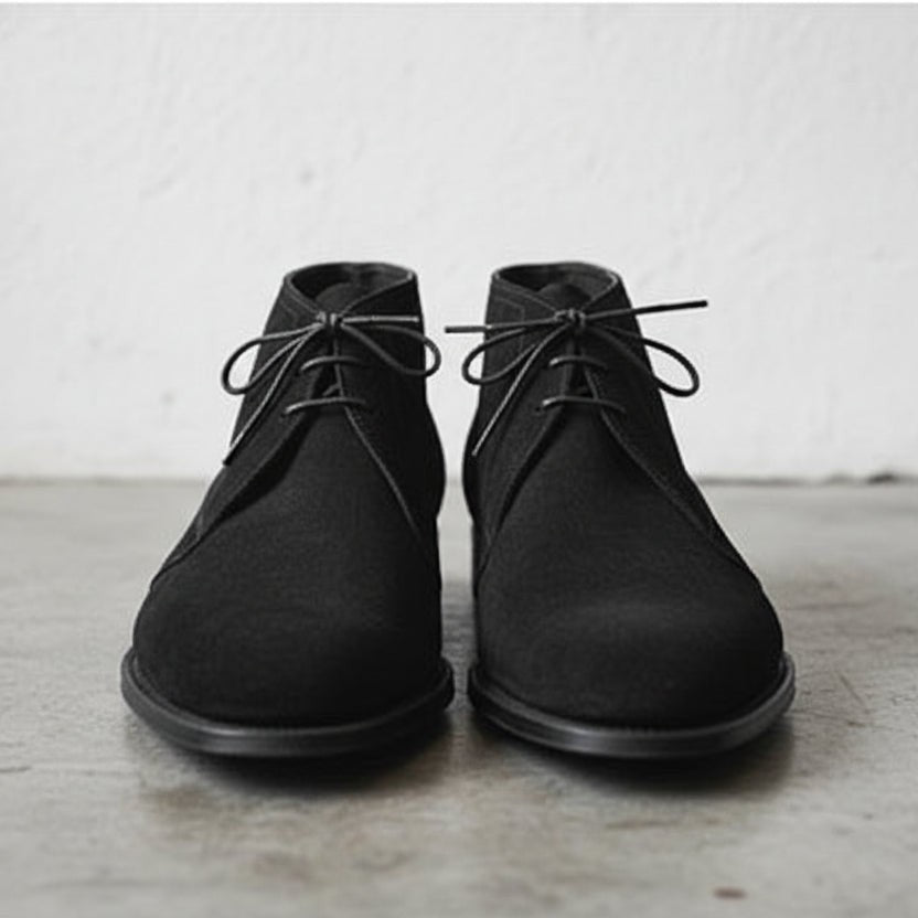 Handcrafted Men's Black Suede Chukka Boots