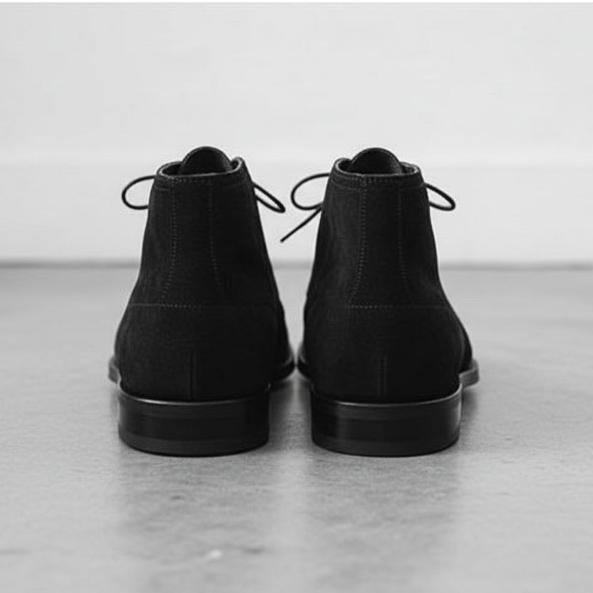 Handcrafted Men's Black Suede Chukka Boots