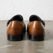 Handcrafted Men's Brown Double Buckle Dress Shoes