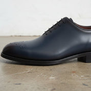 Men's Handmade Blue Whole Cut Oxford Leather Dress Shoes