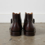 Handcrafted Men's Brown Leather Double Monk Strap Boots