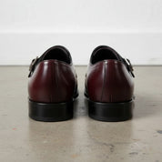 Handcrafted Maroon Double Buckle Monk Shoes