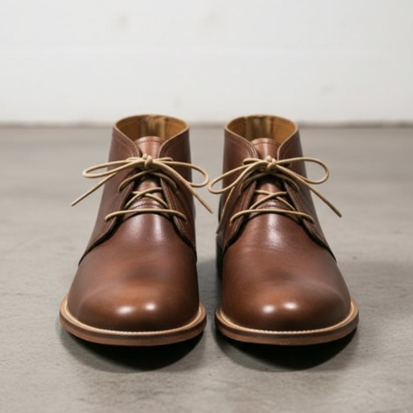 Handmade Men's Antique Brown Leather Chukka Boots