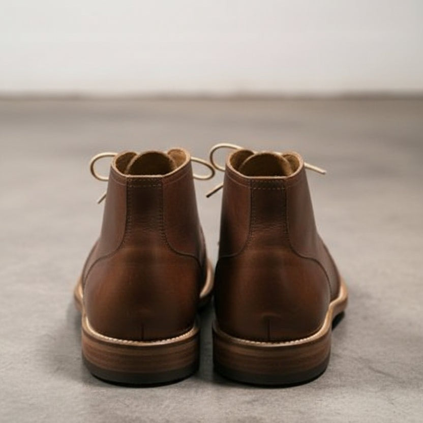 Handmade Men's Antique Brown Leather Chukka Boots