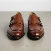 Handmade Men Brown Leather Double Monk Shoes, Monk Office/ Business Shoes