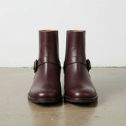 Handmade Women's Burgundy Artisan Moto- Harness Leather Ankle Boots