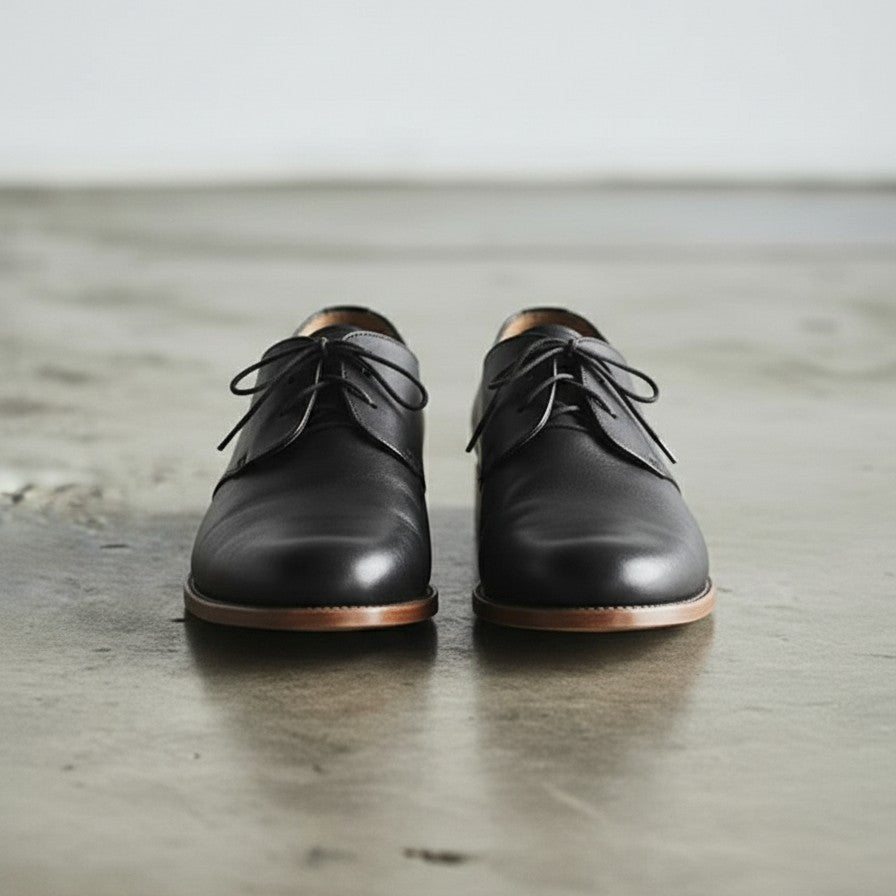 Handcrafted Tan Black Leather Dress Shoes for Men