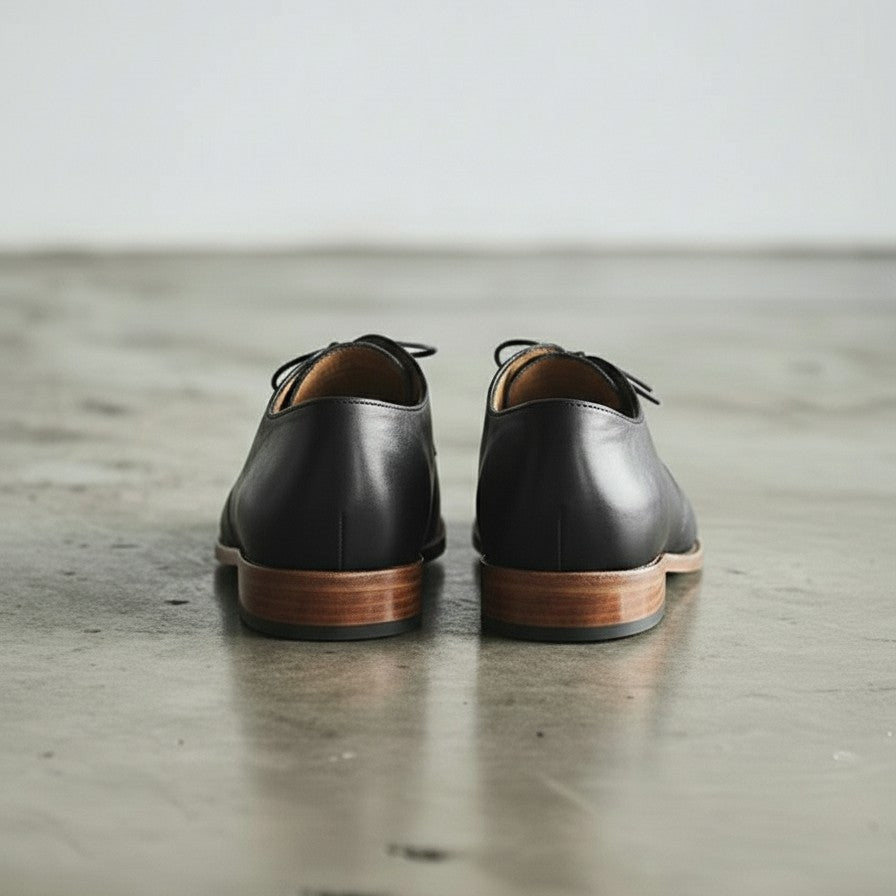 Handcrafted Tan Black Leather Dress Shoes for Men
