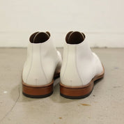 Handcrafted Men's White Leather Chukka Boots with Square Toe